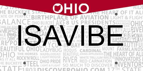 ISAVIBE Ohio License Plate