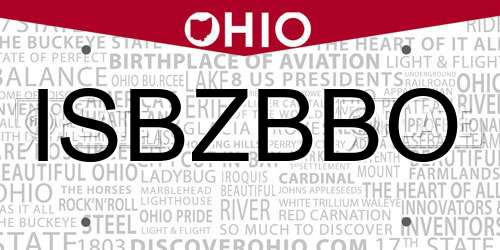 ISBZBBO Ohio License Plate