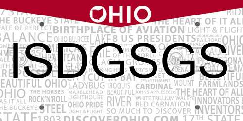 ISDGSGS Ohio License Plate