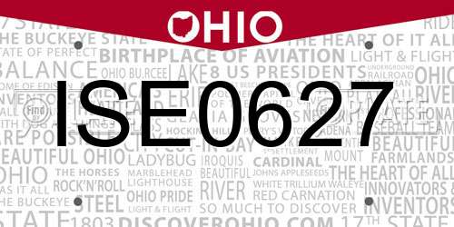 ISE0627 Ohio License Plate