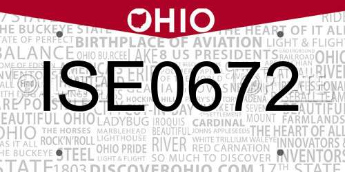 ISE0672 Ohio License Plate