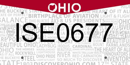 ISE0677 Ohio License Plate