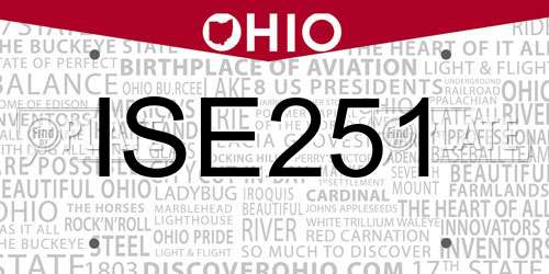 ISE251 Ohio License Plate