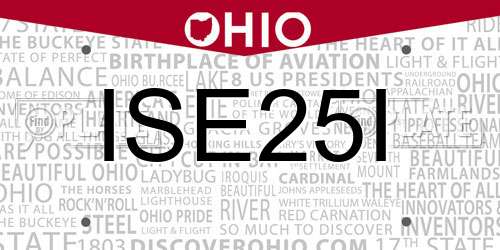 ISE25I Ohio License Plate