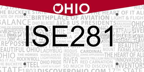 ISE281 Ohio License Plate
