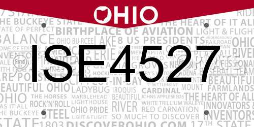 ISE4527 Ohio License Plate