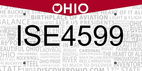 ISE4599 Ohio License Plate