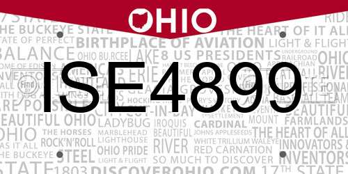 ISE4899 Ohio License Plate