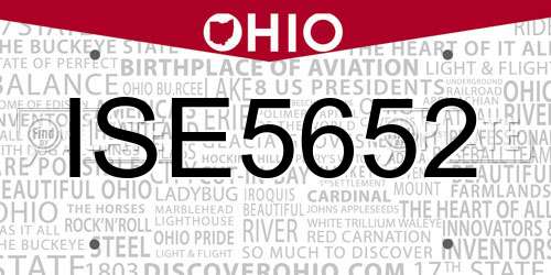 ISE5652 Ohio License Plate
