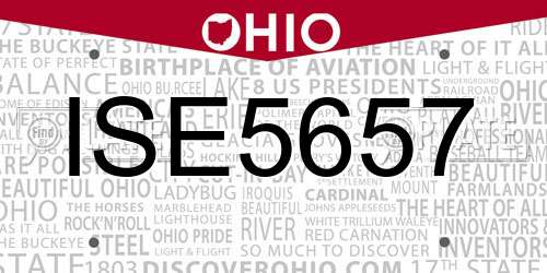 ISE5657 Ohio License Plate