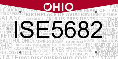 ISE5682 Ohio License Plate