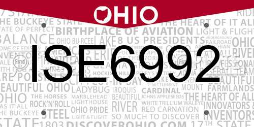 ISE6992 Ohio License Plate