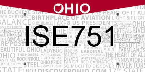 ISE751 Ohio License Plate