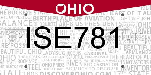 ISE781 Ohio License Plate