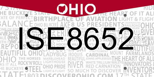 ISE8652 Ohio License Plate