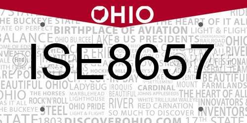 ISE8657 Ohio License Plate