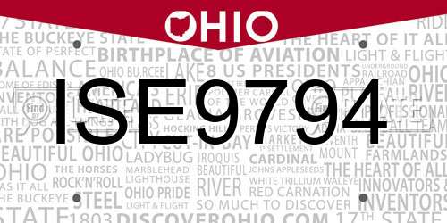 ISE9794 Ohio License Plate