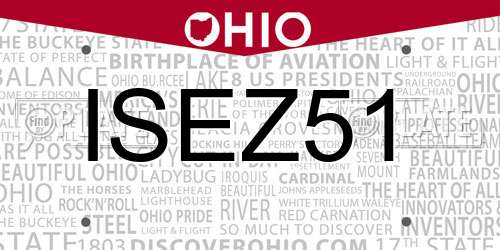 ISEZ51 Ohio License Plate