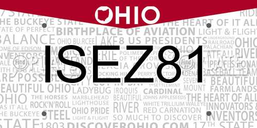 ISEZ81 Ohio License Plate