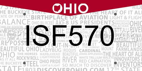 ISF570 Ohio License Plate