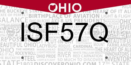 ISF57Q Ohio License Plate