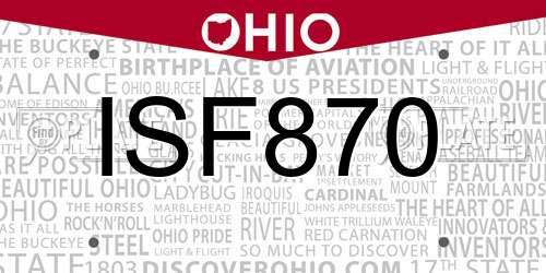 ISF870 Ohio License Plate