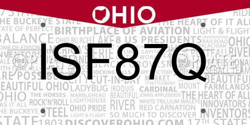 ISF87Q Ohio License Plate