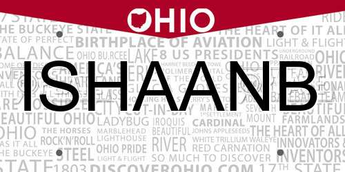 ISHAANB Ohio License Plate