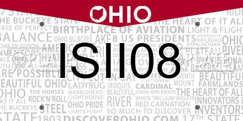 ISII08 Ohio License Plate