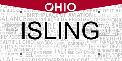 ISLING Ohio License Plate