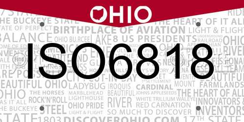 ISO6818 Ohio License Plate