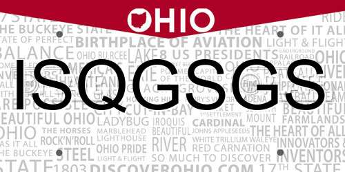 ISQGSGS Ohio License Plate