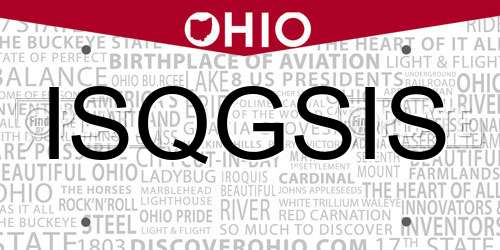 ISQGSIS Ohio License Plate