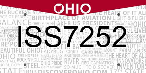 ISS7252 Ohio License Plate
