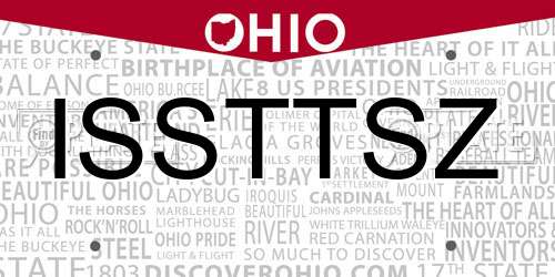 ISSTTSZ Ohio License Plate
