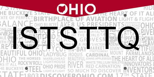 ISTSTTQ Ohio License Plate