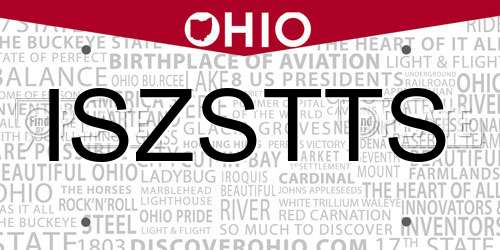 ISZSTTS Ohio License Plate