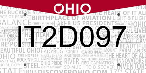 IT2D097 Ohio License Plate