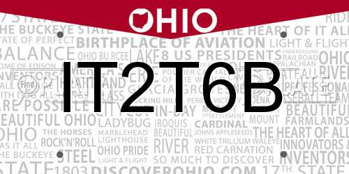IT2T6B Ohio License Plate