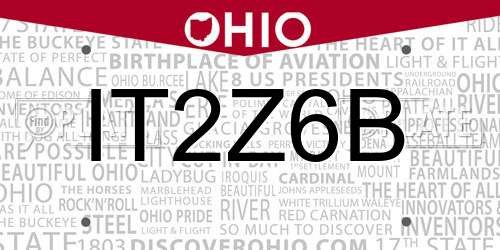 IT2Z6B Ohio License Plate