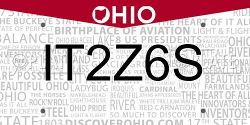 IT2Z6S Ohio License Plate