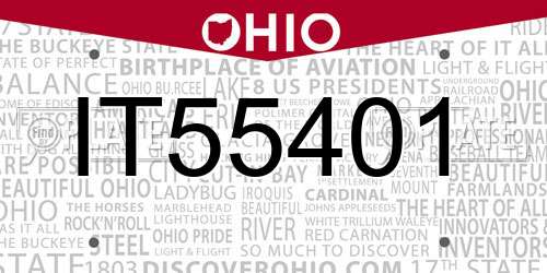 IT55401 Ohio License Plate