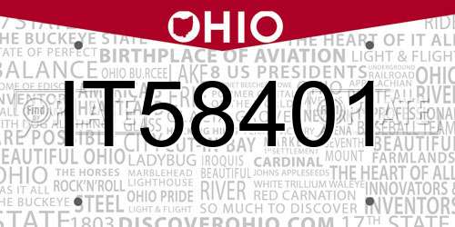 IT58401 Ohio License Plate