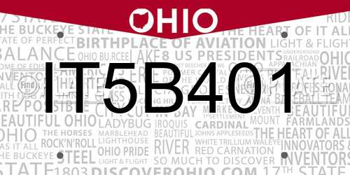 IT5B401 Ohio License Plate