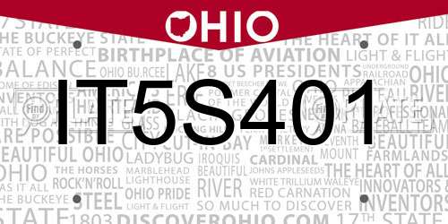 IT5S401 Ohio License Plate