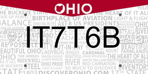 IT7T6B Ohio License Plate
