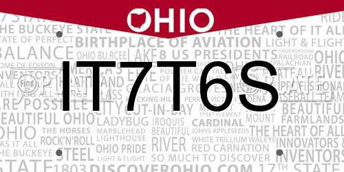 IT7T6S Ohio License Plate