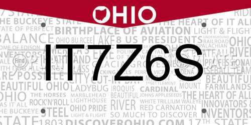 IT7Z6S Ohio License Plate