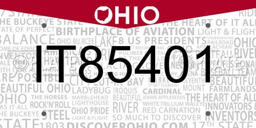 IT85401 Ohio License Plate