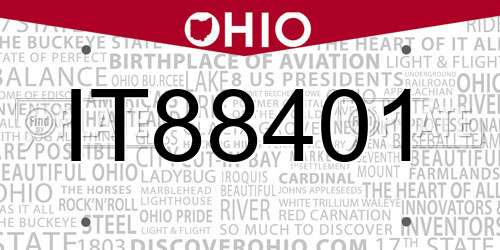 IT88401 Ohio License Plate